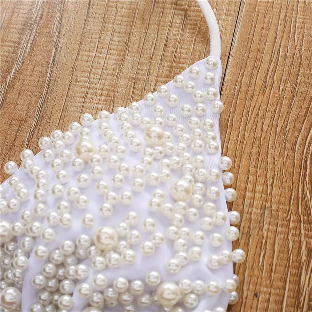 Drape Me In Pearls | Halter Bikini Set Pearly White