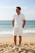 I Need Round 3 — Men's Beach Polo & Short Set White