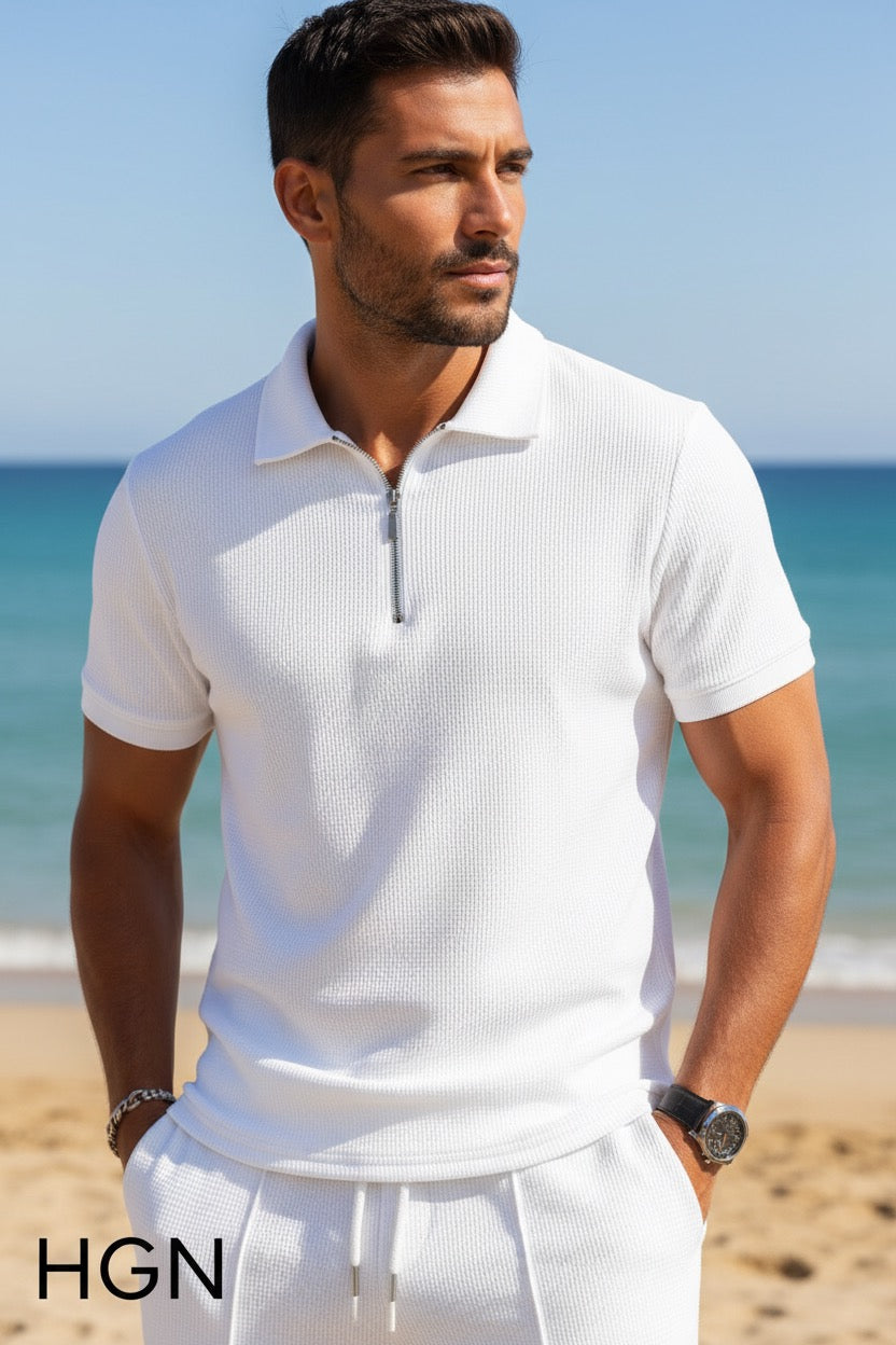 I Need Round 3 — Men's Beach Polo & Short Set White