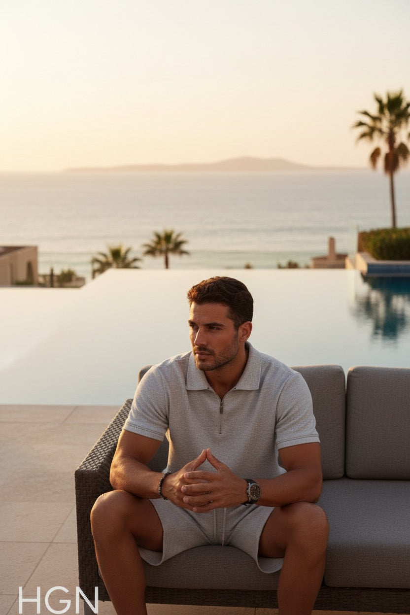 I Need Round 3 — Men's Beach Polo & Short Set Storm Grey