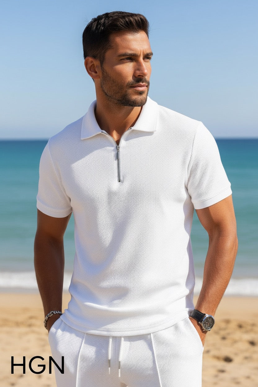 I Need Round 3 — Men's Beach Polo & Short Set White