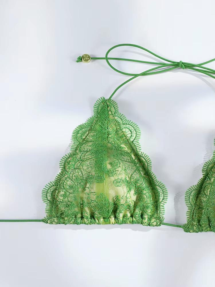 Greek Goddess | Lace Bikini Set Parrot Green