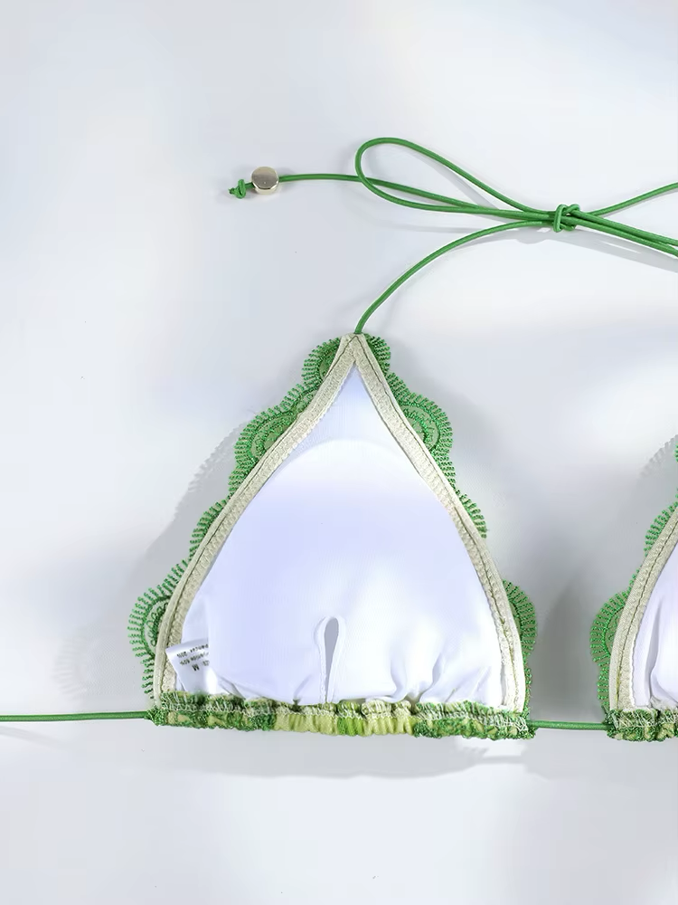 Greek Goddess | Lace Bikini Set Parrot Green