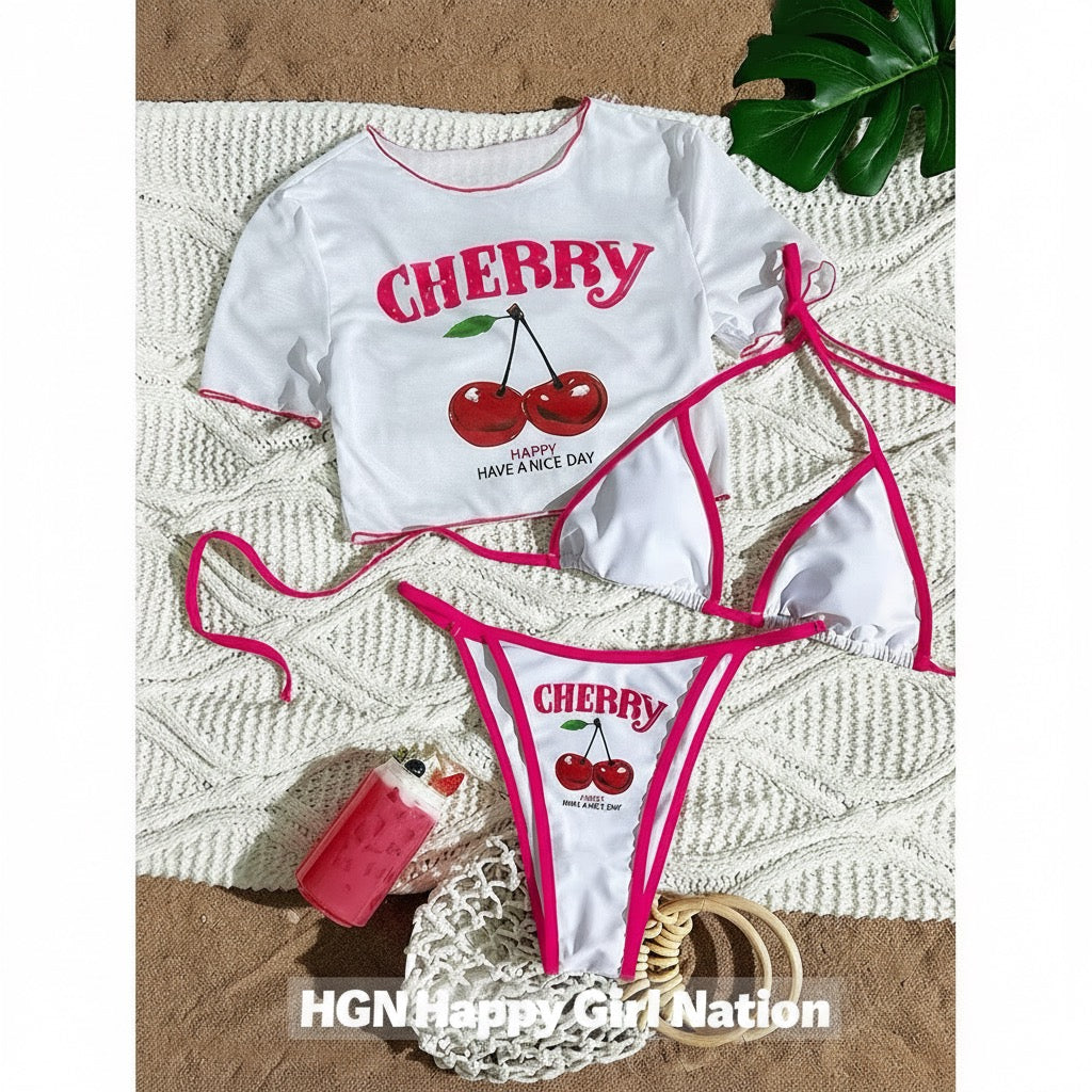 Happy Cherry Girl | 3-Piece Bikini Set