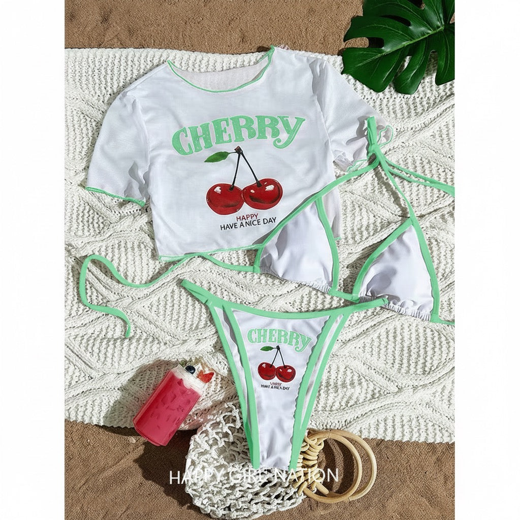 Happy Cherry Girl | 3-Piece Bikini Set