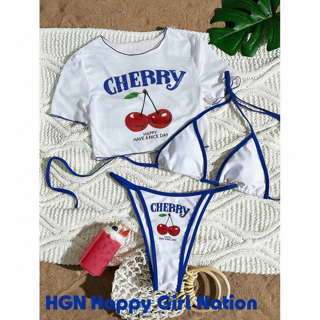 Happy Cherry Girl | 3-Piece Bikini Set