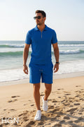 I Need Round 3 — Men's Beach Polo & Short Set Blue