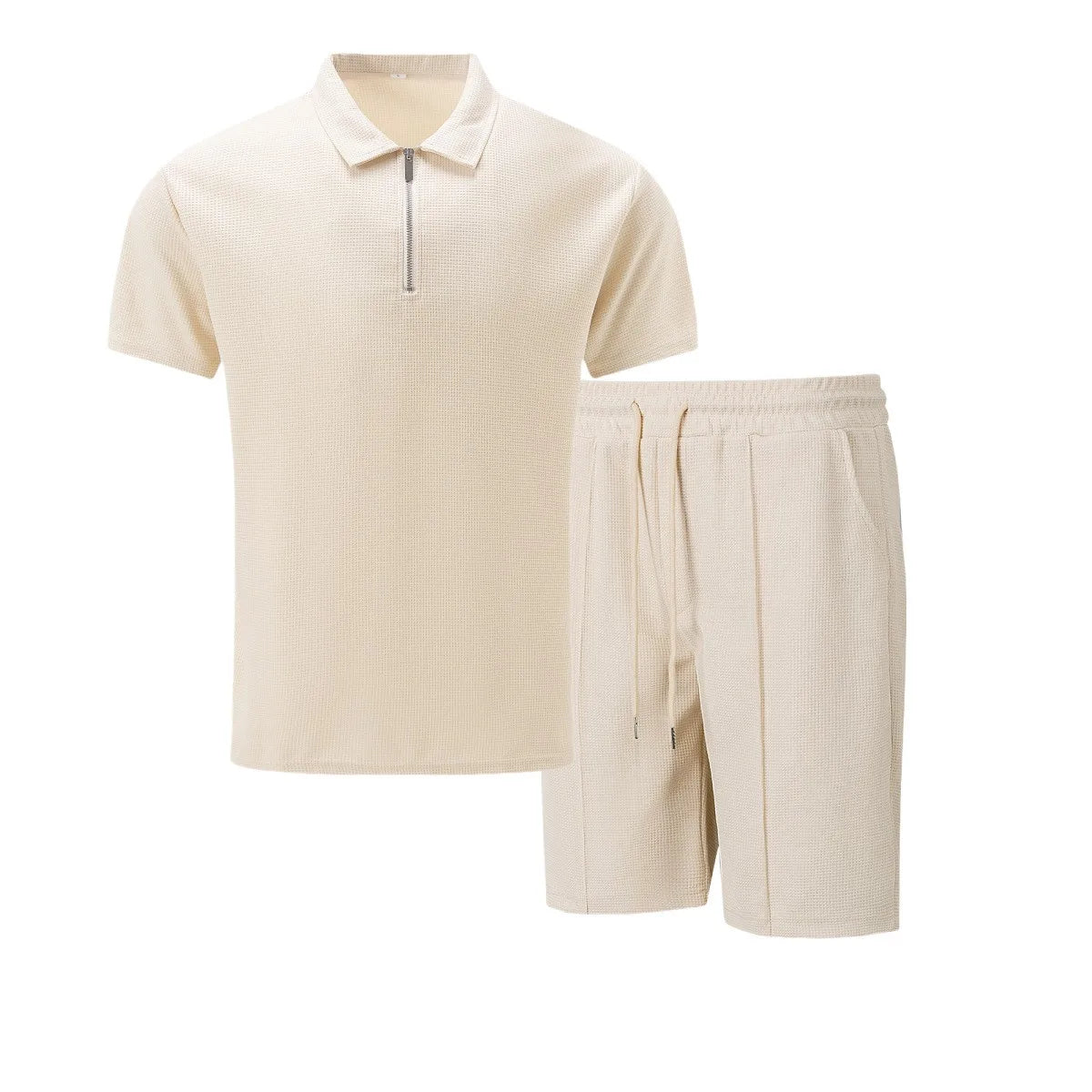 I Need Round 3 — Men's Beach Polo & Short Set Nude Beige